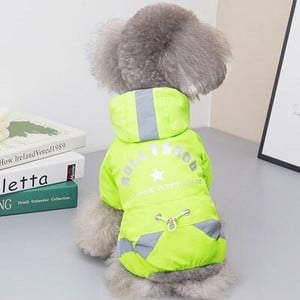 Oblečenie pre psov, nepremokavý reflexný overal pre psov, pršiplášť pre malého a stredného psa, yorkshirského teriéra, šteniatka a mačky, bunda s kapucňou, pršiplášť