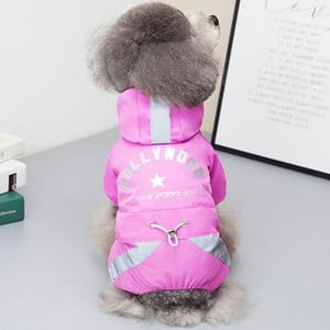 Oblečenie pre psov, nepremokavý reflexný overal pre psov, pršiplášť pre malého a stredného psa, yorkshirského teriéra, šteniatka a mačky, bunda s kapucňou, pršiplášť