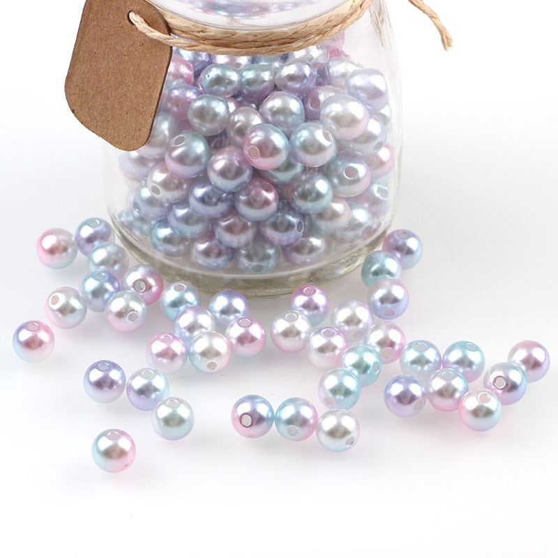 Mitu varianti Segatud 4/6/8/10/12mm ümmargune imitatsioon vikerkaarevärviga plastikust ABS pärlihelmed rõivakottide kingade jaoks