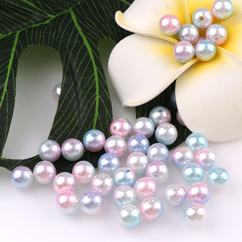 Mitu varianti Segatud 4/6/8/10/12mm ümmargune imitatsioon vikerkaarevärviga plastikust ABS pärlihelmed rõivakottide kingade jaoks