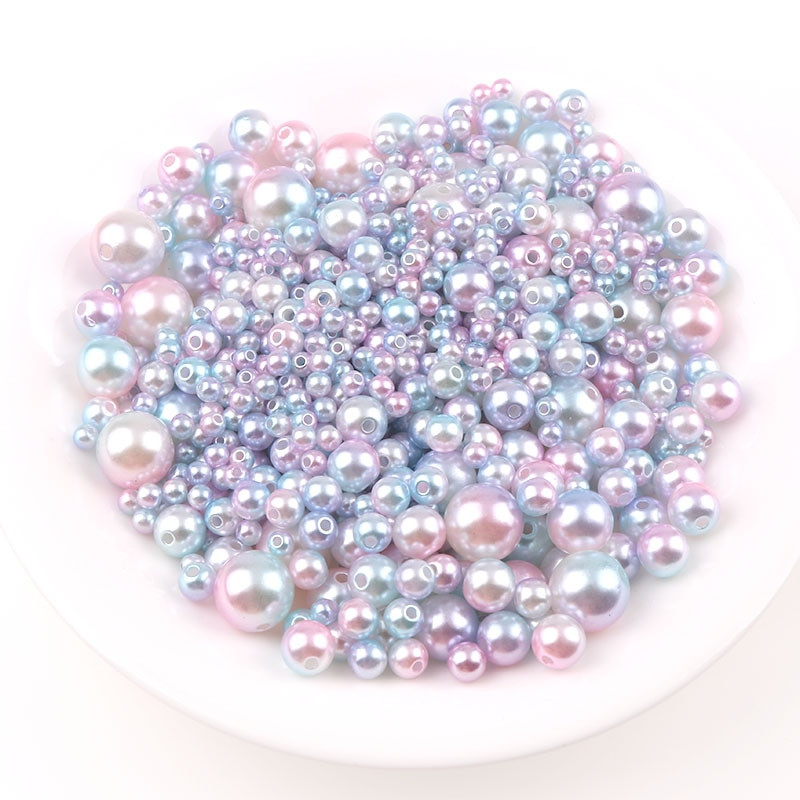Mitu varianti Segatud 4/6/8/10/12mm ümmargune imitatsioon vikerkaarevärviga plastikust ABS pärlihelmed rõivakottide kingade jaoks
