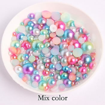 Γοργόνα χρώμα Half Round Pearl 3-8mm Flatback ABS Πλαστικές χάντρες για DIY διακοσμητικά αξεσουάρ