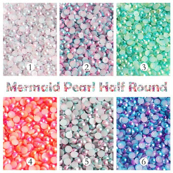 Γοργόνα χρώμα Half Round Pearl 3-8mm Flatback ABS Πλαστικές χάντρες για DIY διακοσμητικά αξεσουάρ