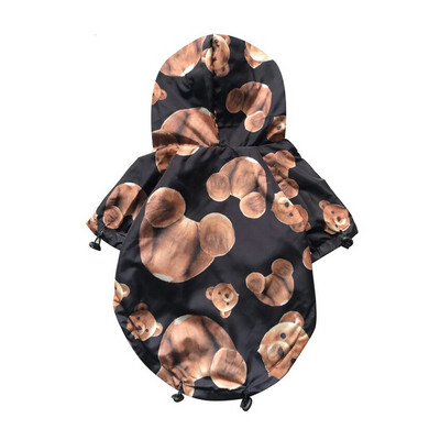 Pelernă de ploaie pentru câini, cu imprimeu de urs, haine pentru animale de companie, cățeluș, doberman, pluș, buldog francez, jachetă impermeabilă pentru caine în aer liber