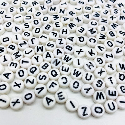 100 τμχ 7mm 26 Letter Beads Acrylic Loose Spacer Beads for Jewelry Making DIY Handmade Bracelet κολιέ