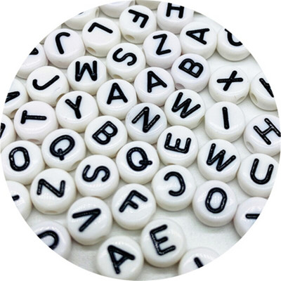100 ks 7 mm 26-písmenové korálky, akrylové voľné dištančné korálky na výrobu šperkov, ručne vyrobený náramok, náhrdelník