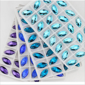 Όλα τα μεγέθη Glass Crystal Sew On Rhinestones Flatback Shapes πολύχρωμα Horse Eye Sew-on Rhinestone For Clothes Νυφικό