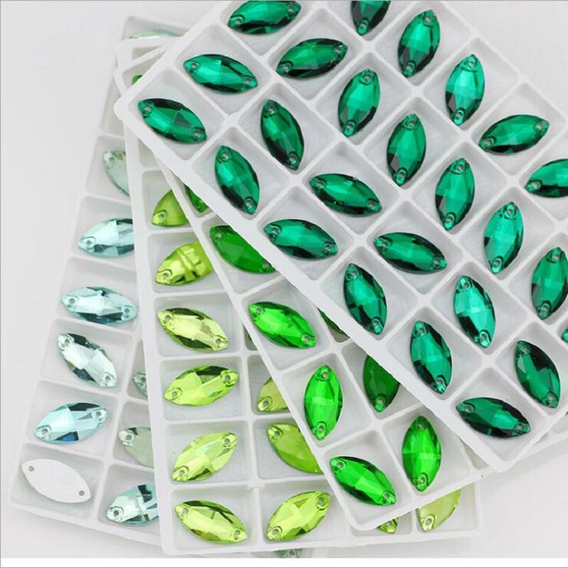 Minden méret Üvegkristály strasszra varrt lapos hátú formák színes lószem Varrható strassz ruhákhoz Esküvői ruha