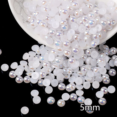 Livrare gratuită Mix 3-10mm alb AB Culoare semi-rotunde perle imitație Artizanat margele cu spate plat Nail Art DIY Bag Decorare pantofi B0321