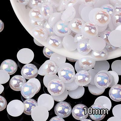 Livrare gratuită Mix 3-10mm alb AB Culoare semi-rotunde perle imitație Artizanat margele cu spate plat Nail Art DIY Bag Decorare pantofi B0321