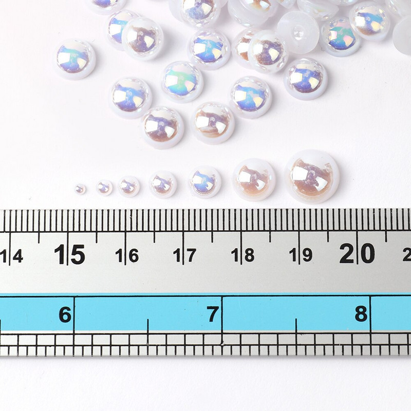 Livrare gratuită Mix 3-10mm alb AB Culoare semi-rotunde perle imitație Artizanat margele cu spate plat Nail Art DIY Bag Decorare pantofi B0321