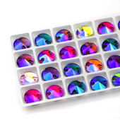 3200 Color AB Sew On Rivoli Rhinestone Στρογγυλές χάντρες Γυάλινη Κρυστάλλινη FlatBack Ραπτοπέτρα Για Νυφικό DIY Fix Πανί