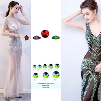 3200 Color AB Sew On Rivoli Rhinestone Στρογγυλές χάντρες Γυάλινη Κρυστάλλινη FlatBack Ραπτοπέτρα Για Νυφικό DIY Fix Πανί