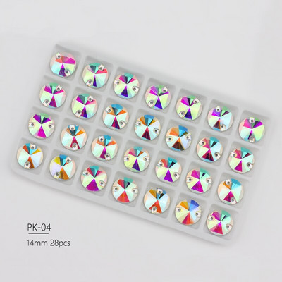 3200 Color AB Sew On Rivoli Rhinestone Στρογγυλές χάντρες Γυάλινη Κρυστάλλινη FlatBack Ραπτοπέτρα Για Νυφικό DIY Fix Πανί
