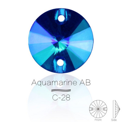 3200 Color AB Sew On Rivoli Rhinestone Στρογγυλές χάντρες Γυάλινη Κρυστάλλινη FlatBack Ραπτοπέτρα Για Νυφικό DIY Fix Πανί