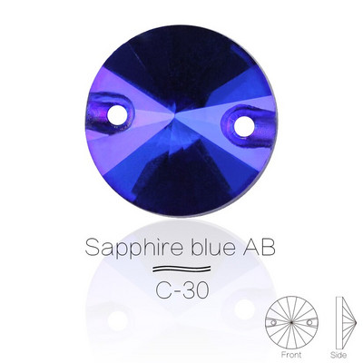 3200 Color AB Sew On Rivoli Rhinestone Στρογγυλές χάντρες Γυάλινη Κρυστάλλινη FlatBack Ραπτοπέτρα Για Νυφικό DIY Fix Πανί
