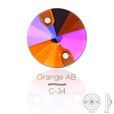 3200 Color AB Sew On Rivoli Rhinestone Στρογγυλές χάντρες Γυάλινη Κρυστάλλινη FlatBack Ραπτοπέτρα Για Νυφικό DIY Fix Πανί