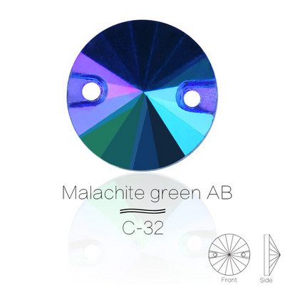 3200 Color AB Sew On Rivoli Rhinestone Στρογγυλές χάντρες Γυάλινη Κρυστάλλινη FlatBack Ραπτοπέτρα Για Νυφικό DIY Fix Πανί