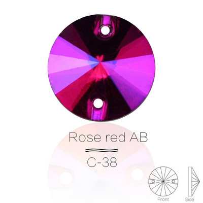 3200 Color AB Sew On Rivoli Rhinestone Στρογγυλές χάντρες Γυάλινη Κρυστάλλινη FlatBack Ραπτοπέτρα Για Νυφικό DIY Fix Πανί