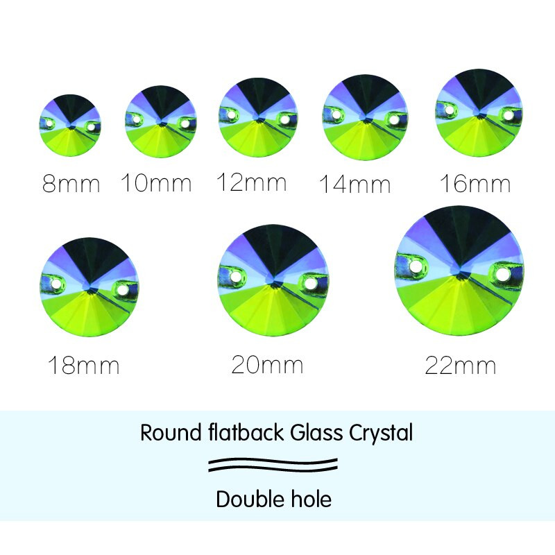 3200 Color AB Sew On Rivoli Rhinestone Στρογγυλές χάντρες Γυάλινη Κρυστάλλινη FlatBack Ραπτοπέτρα Για Νυφικό DIY Fix Πανί