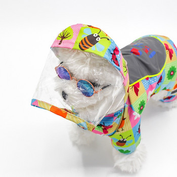 Εκτύπωση κινουμένων σχεδίων με αντανακλαστικό αδιάβροχο σκύλου με κουκούλα για σκύλους Χαριτωμένο αδιάβροχο τεσσάρων ποδιών για σκύλους All Inclusive Διαφανές προμήθειες για σκύλους με καπέλο