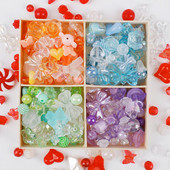 10/50g Stil de amestecare margele acrilice inimă fundă margele zâmbete pentru bricolaj, handmade, lanț de telefon, brățară, accesorii pentru fabricarea de bijuterii