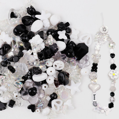 10/50g Stil de amestecare margele acrilice inimă fundă margele zâmbete pentru bricolaj, handmade, lanț de telefon, brățară, accesorii pentru fabricarea de bijuterii