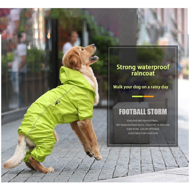 Lemmiklooma vihmamantel kutsika nelja jalaga kapuutsiga veekindel suur keskmine koer taaskasutatavad vihmariided loomadele