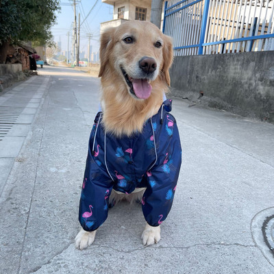 Дъждобран за големи кучета Водоустойчиви дрехи за домашни любимци Гащеризон за гигантски големи средни кучета Златен ретривър Външно облекло за домашни любимци Палто