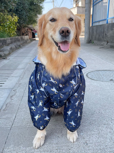 Дъждобран за големи кучета Водоустойчиви дрехи за домашни любимци Гащеризон за гигантски големи средни кучета Златен ретривър Външно облекло за домашни любимци Палто