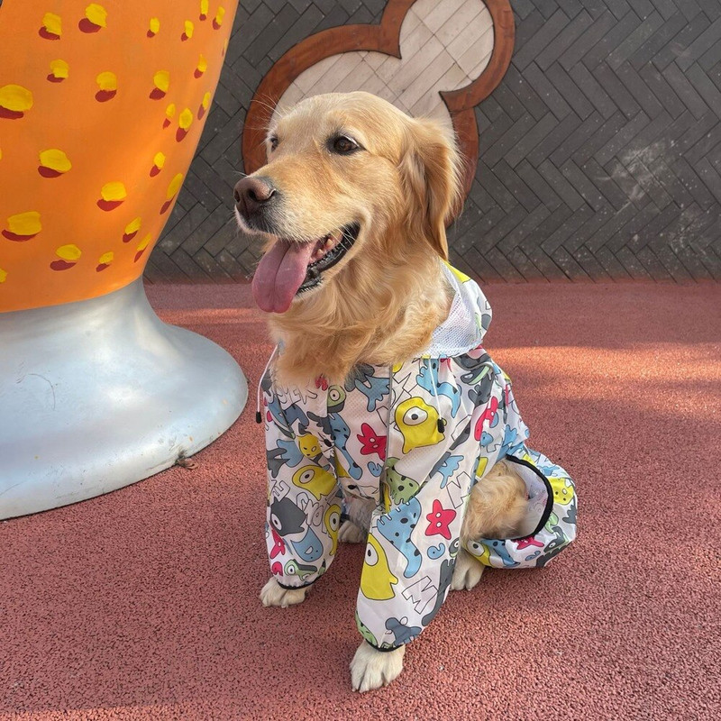 Дъждобран за големи кучета Водоустойчиви дрехи за домашни любимци Гащеризон за гигантски големи средни кучета Златен ретривър Външно облекло за домашни любимци Палто