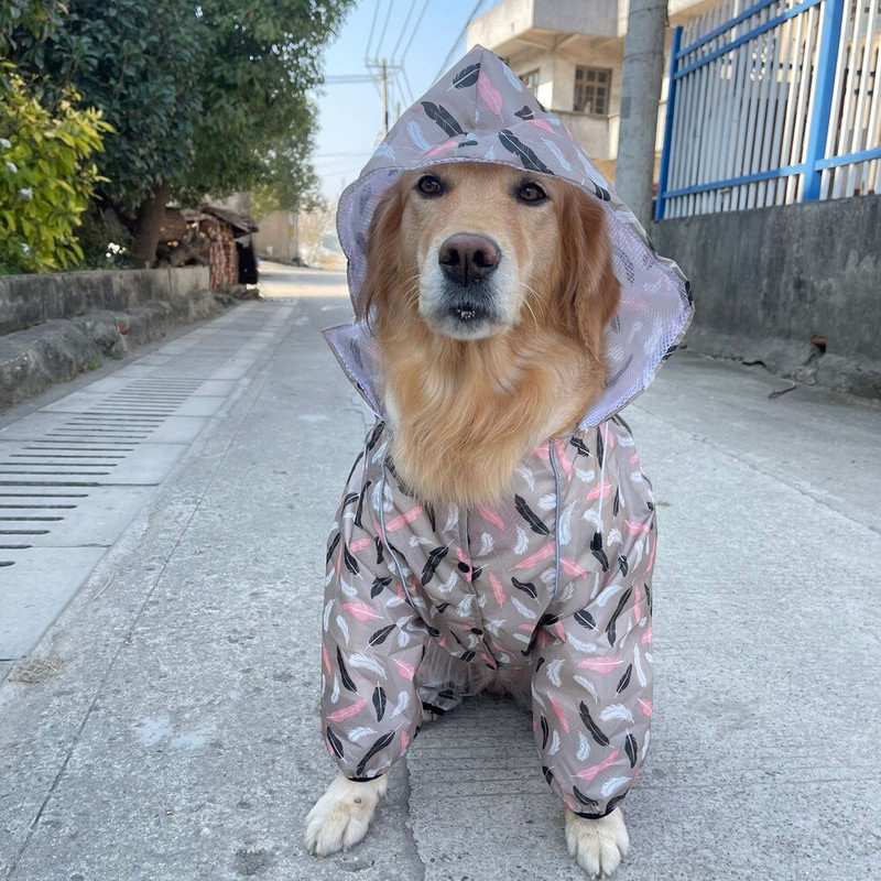 Дъждобран за големи кучета Водоустойчиви дрехи за домашни любимци Гащеризон за гигантски големи средни кучета Златен ретривър Външно облекло за домашни любимци Палто