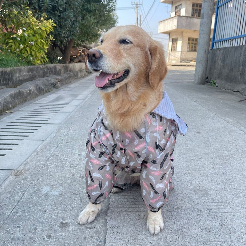Дъждобран за големи кучета Водоустойчиви дрехи за домашни любимци Гащеризон за гигантски големи средни кучета Златен ретривър Външно облекло за домашни любимци Палто