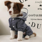 Impermeabil, rezistent la ploaie, poliester, cu patru picioare, pentru cățeluș, haină de ploaie cu glugă, îmbrăcăminte de ploaie, haine de exterior pentru animale de companie, costum subțire, complet asortat