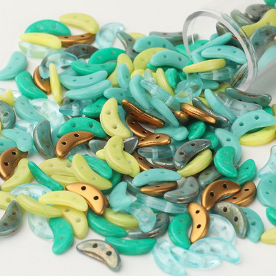 Taidian české sklenené korálky v tvare polmesiaca tyrkysovej farby, DIY korálkové šperky vo viktoriánskom štýle 3x10MM 3/5gramov/vrecko