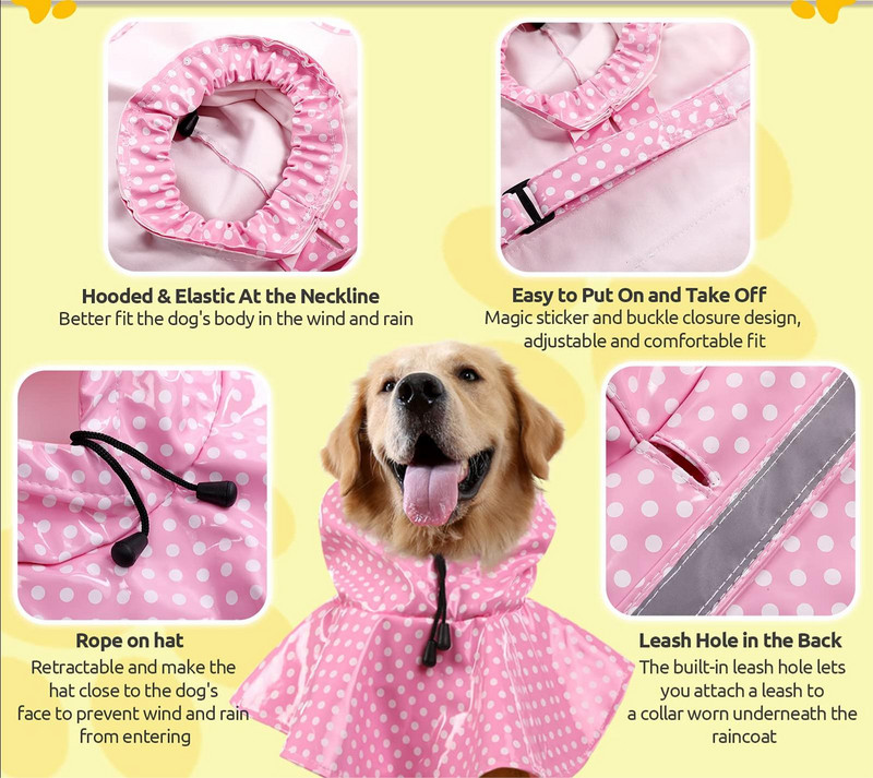 Pláštenka pre psov s reflexným prúžkom, nepremokavá pončo pre psov, vonkajšia ľahká kapucňa, pršiplášť so šnúrkou