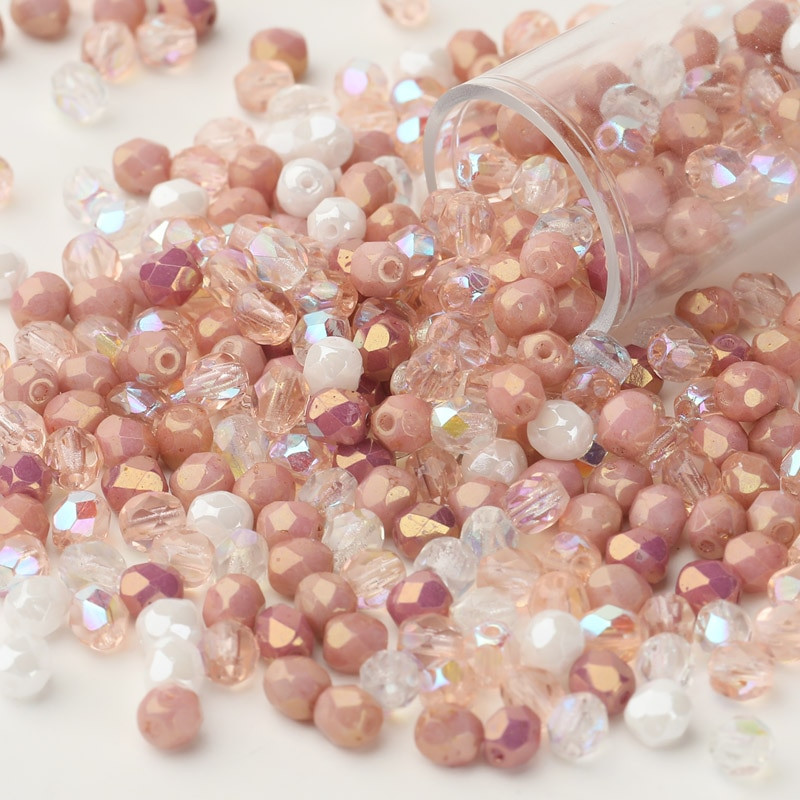 Taidian ohňom leštené české sklenené korálky v tvare jujube na výrobu módnych náušníc, personalizované viacfarebné miešanie 4 mm 5/10 gramov