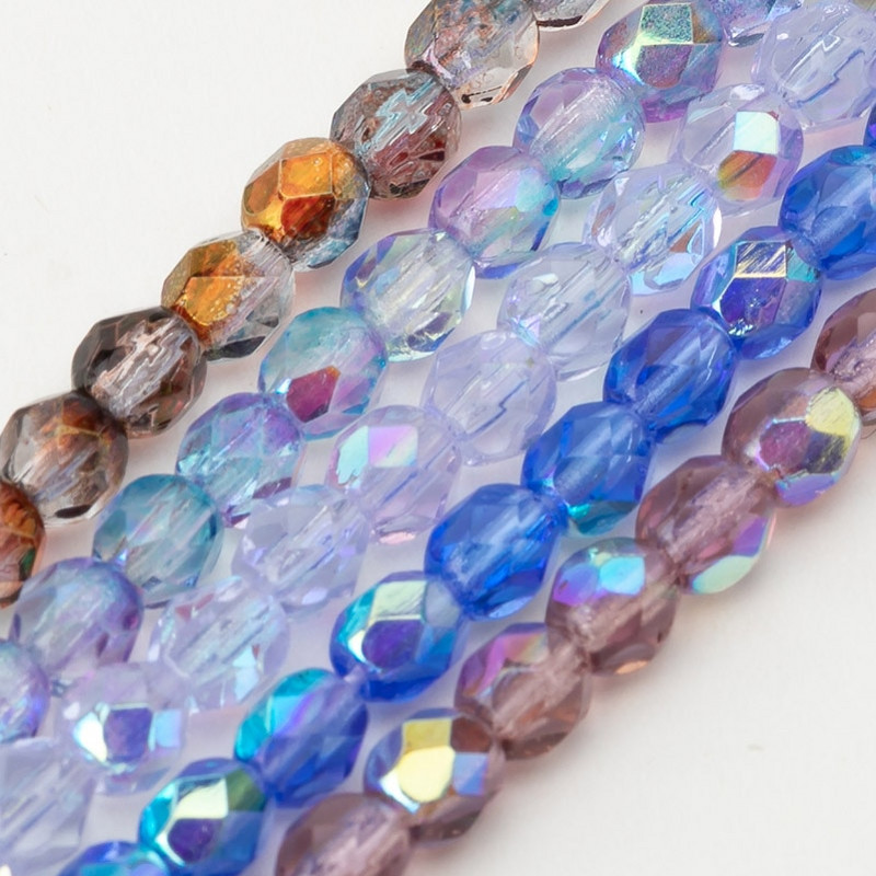 Taidian ohňom leštené české sklenené korálky v tvare jujube na výrobu módnych náušníc, personalizované viacfarebné miešanie 4 mm 5/10 gramov