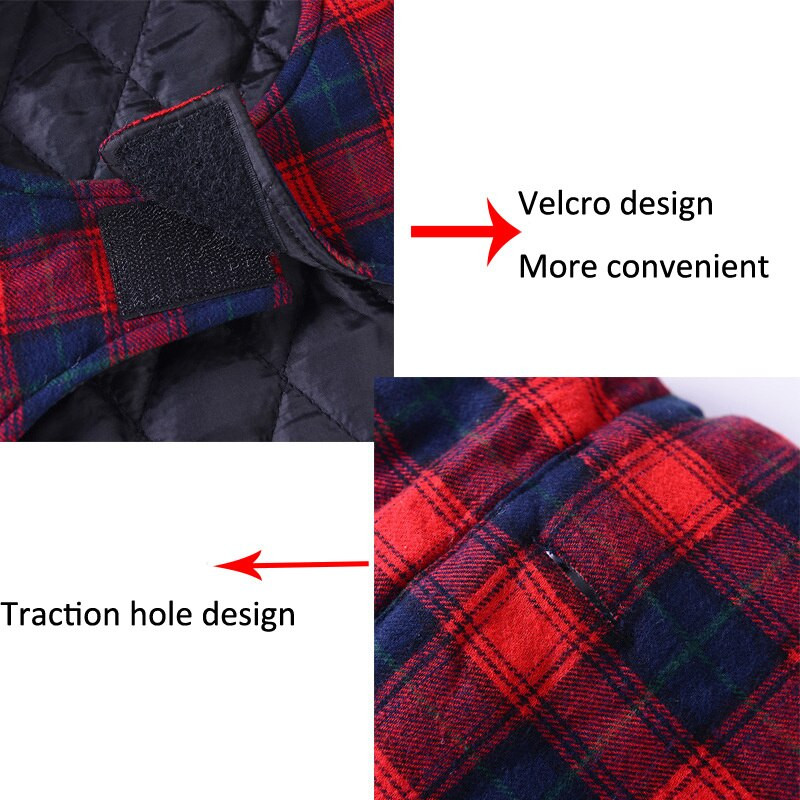 Teplé oblečenie pre domáce zvieratá, zimný kabát pre psov, šteňacia bunda, mäkká bavlnená kockovaná vesta pre malé a stredné psy