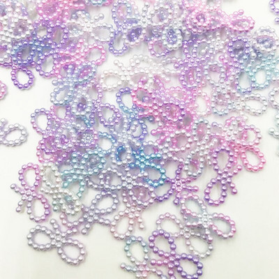 50 tk Lilla ABS-vaigust poolümargune lillekujuline vibu välismaalane pärlid kunsti jaoks Flatback Non Hotfix Rhinestones pärljalatsid Helmed DIY telefon