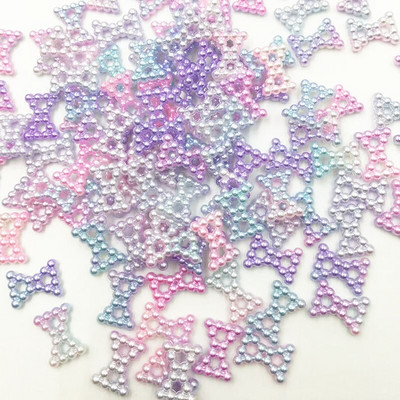 50 tk Lilla ABS-vaigust poolümargune lillekujuline vibu välismaalane pärlid kunsti jaoks Flatback Non Hotfix Rhinestones pärljalatsid Helmed DIY telefon