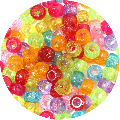 Lielas caurumu krelles Poniju akrila krelles starplikas krelles Dažādas krāsas bērniem Amatniecības konfekšu krāsa poniju krelles vairumtirdzniecība sēklu krelles