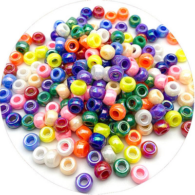 Lielas caurumu krelles Poniju akrila krelles starplikas krelles Dažādas krāsas bērniem Amatniecības konfekšu krāsa poniju krelles vairumtirdzniecība sēklu krelles