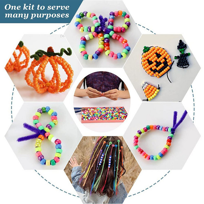 Lielas caurumu krelles Poniju akrila krelles starplikas krelles Dažādas krāsas bērniem Amatniecības konfekšu krāsa poniju krelles vairumtirdzniecība sēklu krelles