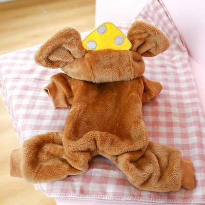 Ρούχα για κατοικίδια φθινόπωρο και χειμώνα Ζεστά, βελούδινα ρούχα για σκύλους κατοικίδιων ζώων με τετράποδα τυρί ποντίκι Big Ear Pet Disguise