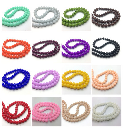 Comerț cu ridicata 4mm 6mm 8mm 10mm Jad Color Sticla Perle rotunde margele libere Fabricarea de bijuterii DIY 40 de culori alegere