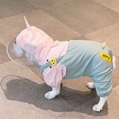 Pláštenka pre psov, francúzsky buldoček, mops, shiba inu, nepremokavá, nepremokavá, s kapucňou pre štyroch psov, vhodná pre malé a stredné psy