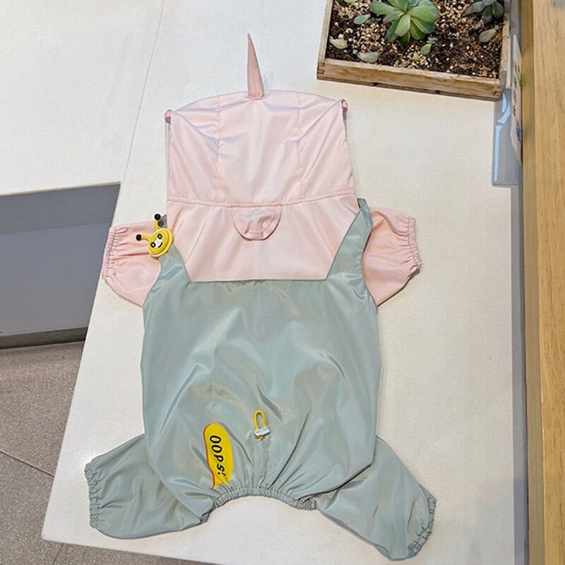 Pláštenka pre psov, francúzsky buldoček, mops, shiba inu, nepremokavá, nepremokavá, s kapucňou pre štyroch psov, vhodná pre malé a stredné psy