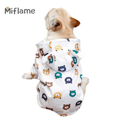 Miflame Cute Puppies Impermeabil Impermeabil Bulldog Francez Schnauzer Urs Print Haine pentru animale de companie Manta subtire de vara pentru caine Manta de ploaie pentru caini mici