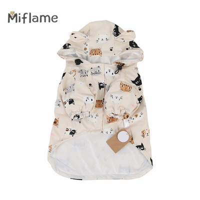 Miflame Cute Puppies Impermeabil Impermeabil Bulldog Francez Schnauzer Urs Print Haine pentru animale de companie Manta subtire de vara pentru caine Manta de ploaie pentru caini mici